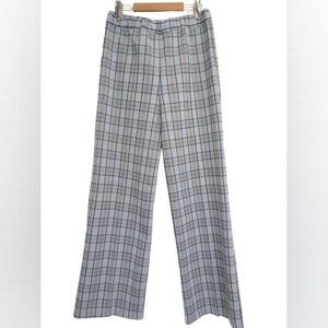 Vintage unisex wide leg high waisted blue plaid pull on trousers size M